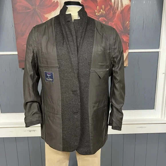 Brooks Brothers 👉Altered👈 Wool Cashmere Blazer Mens 43R Dark Gray/Brown